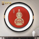 貝伊樂(lè )玄關(guān)裝飾畫(huà)圓形掛畫(huà)銅雕畫(huà)新中式客廳葫蘆畫(huà)銅版畫(huà)茶室壁畫(huà)餐廳畫(huà) A【胡桃木框】直徑80cm