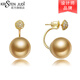 KRISTEN JUDI香檳金色大顆珍珠耳環(huán)女銀針氣質(zhì)兩戴耳釘媽媽耳飾生日38節禮物 金色送女友老婆媽媽閨蜜實(shí)用禮盒
