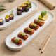 馳度壽司擺盤(pán)日式白色意境菜私房中式酒店餐具創(chuàng  )意蛋糕點(diǎn)心盤(pán)子長(cháng)條盤(pán) 14英寸美滿(mǎn)長(cháng)條-白瓷
