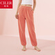 仕樂(lè )搖粒絨情侶家居褲秋冬保暖加厚睡褲寬松舒適可外穿本命年紅色 落日橙/女 XL