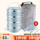 沉弗密封不銹鋼多層保溫飯盒套裝學(xué)生便當(dāng)盒兒童成人手提餐盒分格餐盒 四層藍(lán)色+保溫袋（送餐具）