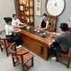 實(shí)木一體茶桌椅組合新中式簡(jiǎn)約功夫茶幾家用現代老船木辦公泡茶臺 1.6米桌+2圈椅2靠背椅1船舵椅