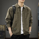 邦約戀人2026新款春秋上衣純棉工裝夾克男寬松大碼秋季休閑翻領(lǐng)襯衫外套潮 軍灰色 Z788 L 合適體重120-140斤