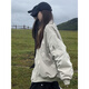 妍莉芬（yanlifen）棒球服春秋短外套女裝春季2025年新款短款衣服休閑風(fēng)衣外套上衣 米灰色 薄款 L 建議131-145斤