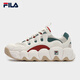 FILA 斐樂官方女鞋復(fù)古運動鞋2024春圣誕可頌鞋休閑鞋老爹鞋 雪白/雨朦灰色-SR 38