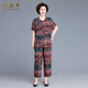 珂源羊中老年女裝夏裝短袖老太太兩件套 藍色 5XL(建議150-165斤左右) 