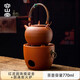 容山堂紅泥小火爐炭爐圍爐煮茶爐煮茶壺煮茶器戶外炭火爐碳爐戶外燒水壺 紅泥圓珠提梁壺+圓滿炭火爐