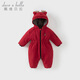 戴維貝拉（DAVE＆BELLA）新生兒夾棉爬服兒童連帽連體衣滿(mǎn)月寶寶衣服冬裝新年小童包屁衣 紅色【現貨】 80cm（建議身高73-80cm）