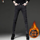 啄木鳥(niǎo)（TUCANO）春秋冬季加絨潮牌水洗條紋牛仔褲男修身小腳黑色韓版彈力長(cháng)褲 CK73011黑 加絨 加厚 28 腰圍二尺一建議100斤左右