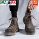 卡帝樂鱷魚（CARTELO）馬丁靴男英倫高幫翻毛真皮拉鏈短靴秋冬大頭皮鞋復(fù)古厚底工裝靴 灰色 39