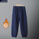 蘑菇兔胖童校服褲男童藏青色加絨褲子秋冬款中大童兒童運動(dòng)褲加肥加大碼 藏青色 150加肥100斤左右