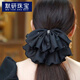 默研（MOYAN）新款黑色布藝抓夾法式蝴蝶結(jié)氣質(zhì)高馬尾發(fā)夾網(wǎng)紅鯊魚夾女頭飾 黑色 A06-101