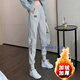 初中生高中生少女冬天穿的顯瘦加絨加厚哈倫褲女休閑衛(wèi)褲運(yùn)動(dòng)長(zhǎng)褲女秋冬新款200斤寬松 灰色【加絨加厚】 2XL 145-165斤