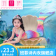 班菲詩(shī)女童美人魚(yú)服裝游泳衣公主的裙子兒童美人魚(yú)尾巴三件套裝 粉紅色三件套 M 120c