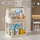 瀝水架嬰兒奶瓶箱收納盒寶寶用品餐具碗筷防塵輔食置物架收納架籃 二層【加高架+奶瓶收納盒 奶油黃-特大號