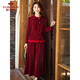 俞兆林母親節禮物中老年女裝紅色喜婆婆套裝裙媽媽連衣裙 Y243A3004