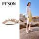 百田森 PETINSON羊皮穆勒鞋女春夏新中粗跟包頭半拖鞋氣質(zhì)尖頭鉚釘拖鞋 米白色2C309 35