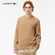 LACOSTE【王一博同款】法國鱷魚男裝圓領絞花羊毛衫|AH2924 02S/奶咖色 M 4