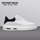 Anthony Miles休閑板鞋2025黑尾軟牛皮小白鞋厚底增高男鞋真皮軟底運動鞋高端鞋 白色 XAB46007B036 40