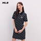 美職棒（MLB）官方 ny裙子女 黑色滿印老花休閑POLO領(lǐng)連衣裙24夏季 3FOPM0143 紐約洋基隊(duì)/黑色 S 165/88A