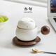 三旬 招財貓茶杯陶瓷茶水分離咖啡杯水杯辦公室泡茶杯可愛創(chuàng)意杯子