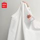 名創(chuàng  )優(yōu)品（MINISO）寬松重磅短袖t恤男夏季運動(dòng)潮流百搭休閑半袖新款打底美式體恤衫 【重磅100%純棉】白色(楓葉紅胸標) L 175 (名創(chuàng  )優(yōu)品 品控嚴格)
