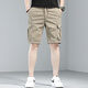 工裝休閑短褲男寬松直筒夏季戶(hù)外五分褲子男士中褲潮牌多口袋男褲 NJE-065卡其色 32