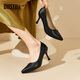 大東大東高跟鞋女2024春季新款優(yōu)雅高跟細跟通勤單鞋尖頭套腳女鞋3221 黑色 【跟高約7.5cm】 38
