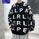 【肥仔260斤超大6XL】港風(fēng)新年圣誕套頭毛衣男秋冬季加肥加大碼潮流胖人寬松針織打底衫6XL潮胖子 M18黑色 5XL 205-230斤可穿