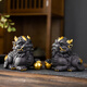 紫砂創(chuàng)意茶寵招財(cái)貔貅擺件可養(yǎng)精品手工茶桌茶臺(tái)裝飾茶具茶盤配件 紫砂招財(cái)貔貅【一對-描金款】