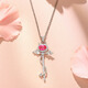 阿黛麗天然粉托帕石項鏈925銀鑲嵌吊墜半寶石吊飾女飾品掛件七夕送女