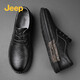 Jeep男鞋吉普男鞋英倫風(fēng)正裝休閑皮鞋低幫板鞋工裝鞋系帶小皮鞋 黑色 40