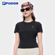 FILA FUSION斐樂潮牌女裝針織短袖衫2025夏季新款時尚休閑緊身T恤 正黑色-BK M 165/84A/M