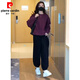 皮爾卡丹（pierre cardin）時(shí)尚套裝衛衣女裝大碼休閑時(shí)髦洋氣兩件套秋裝搭配一整套秋季新款 紫色衛衣+黑色衛褲 4XL (建議160斤-180斤)