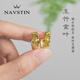 奈維斯汀和田玉耳扣銀竹節(jié)耳圈金鑲玉耳飾古風(fēng)玉石耳釘國風(fēng)耳環(huán)520禮物 竹清耳扣