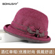 蘇木佰（SOMUBAY）媽媽帽子女春秋休閑漁夫帽秋冬季薄款中老年人奶奶婆婆春夏布盆帽 酒紅色 均碼可調節（56-60CM）