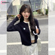 DXOT2025新款藏藍色麻花針織開衫外套女秋裝感韓系外搭毛衣獨特上衣 藏藍 M