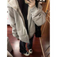 趣米樂美式復(fù)古座山雕毛領(lǐng)棉服女秋冬季新款加絨加厚工裝夾克上衣服外套 杏色 L