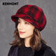 卡蒙（Kenmont）毛呢帽子女貝雷帽秋冬季帽子八角帽女士盆帽堆堆帽 2561 紅色 可調(diào)節(jié)(57.5cm)