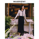 MAXRIENY精致復古氛圍感絲絨半裙法式復古半身裙 黑色 S 01