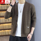 皮爾卡丹（pierre cardin）男士休閑外套春秋季2025新款韓版潮針織開衫毛線衣外穿秋裝潮夾克 M611咖啡色 XL 【適合120-130斤】