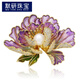 默研（MOYAN）國風(fēng)牡丹花胸針女精致珍珠旗袍漢服胸花外套大衣別針配飾 紫羅蘭  B01-301