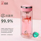 希諾（heenoor）雙層玻璃杯女抗菌杯水杯隔熱便攜簡(jiǎn)約透明家用帶濾網(wǎng)泡茶花茶杯 粉色 270ml