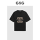 GXG男裝 黑色字母繡花短袖T恤 夏季G24X442097 黑色 2XL