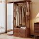羅西慕臥室試衣鏡掛衣架一體儲物柜置物架實(shí)木衣帽架帶穿衣鏡可旋轉家用 胡桃色【120*40*171CM】
