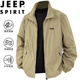 JEEP SPIRIT吉普夾克春秋男士立領(lǐng)薄款百搭休閑透氣工裝上衣外套 卡其色 L