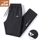 德?tīng)柣菪蓍e褲男秋冬季中青年運動(dòng)新款潮流休閑寬松戶(hù)外百搭長(cháng)褲 LG-musilin-8813黑色直筒 XL -(120斤-135斤)