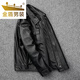 金盾（JINDUN）特價撿漏真好皮皮衣男翻領短款牛皮紋復古做舊機車夾克秋冬款外套 厚款 咔嘰皮衣-黑色 加棉 3XL 體重170-190斤