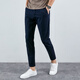 TNRZZ九分褲男秋冬棉質(zhì)彈力透氣男士休閑褲修身小腳褲收腿顯瘦錐形褲 藏青色【九分褲】 31