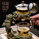 RECCA QUEENIE 莉卡奎尼高硼硅玻璃懶人自動(dòng)茶具套裝財(cái)源滾滾家用茶具套裝商務(wù)禮盒配茶盤 財(cái)源滾滾自動(dòng)煙灰六杯9件套 1件